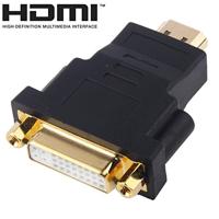 Vergulde HDMI 19 Pin mannetje naar DVI 24 + 5 Pin vrouwtje Adapter (zwart) - thumbnail