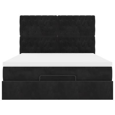 Ottoman bed met matrassen en LED's 140x190cm fluweel zwart - thumbnail