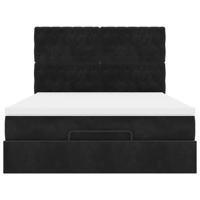 Ottoman bed met matrassen en LED's 140x190cm fluweel zwart - thumbnail