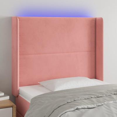 Hoofdbord LED 93x16x118/128 cm fluweel roze