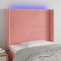 Hoofdbord LED 93x16x118/128 cm fluweel roze - thumbnail