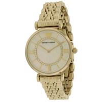 Emporio Armani goudkleurige roestvrijstalen kast, klassiek dameshorloge parelmoer wijzerplaat - thumbnail