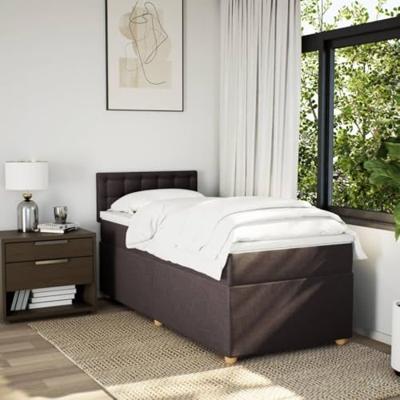 Boxspring met matras stof donkerbruin 80x200 cm