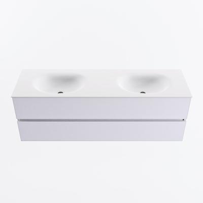 MONDIAZ VICA 150cm badmeubel onderkast Cale 2 lades. Wastafel MOON dubbel 2 kraangaten, kleur Talc.