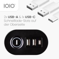 IOIO contactdoos SL3000, 3 stopcontacten en 3 USB-poorten, tafelklem, zwart - thumbnail