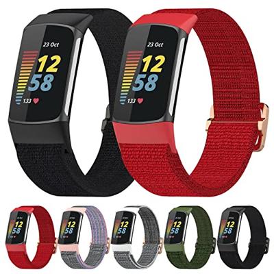 Fitbit Charge 5 & 6 - Elastisch nylon bandje - Rood Fitbit Charge 5 & 6 - Elastisch nylon bandje - Rood
