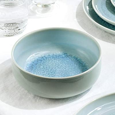 Villeroy & Boch Serviesset Crafted - Blueberry Turquoise - 6-delig / 2 personen - 2x kopjes, 2x kommen en 2x ontbijtborden