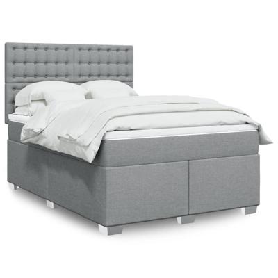 Boxspring met matras stof lichtgrijs 140x190 cm