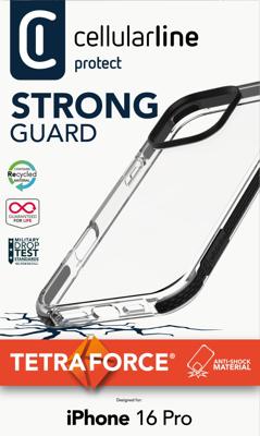 Cellularline Strong Guard Case Backcover Apple iPhone 16 Pro Transparant Stootbestendig