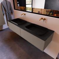 Badkamermeubelset Mondiaz Erin 150 cm met 2 Lades met RIDGE Wastafel Dubbel Urban Zonder Kraangaten Greeploos Mat Smoke - thumbnail