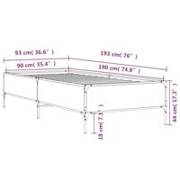 Bedframe bewerkt hout en metaal sonoma eikenkleurig 90x190 cm - thumbnail