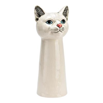 Vaas Kat Hoofd van Keramiek, Wit (B/H/D) 15x28x11cm