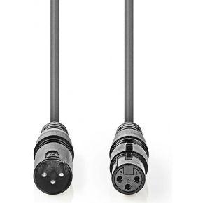 Nedis COTG15010GY150 Gebalanceerde Xlr-audiokabel Xlr 3-pins Male - Xlr 3-pins Female 15 M Grijs