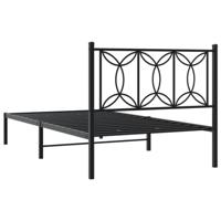 Bedframe met hoofdbord metaal zwart 100x200 cm - thumbnail