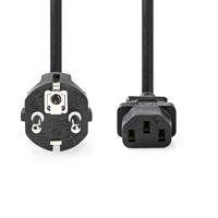 Nedis Stroomkabel | Type F (CEE 7/7) Male | IEC-320-C13 | Recht | Recht | Vernikkeld | 3.00 m | Rond | PVC | Zwart | Label - CEGL10030BK30 - thumbnail