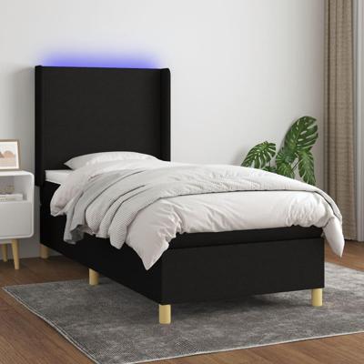 Boxspring met matras en LED stof zwart 90x190 cm
