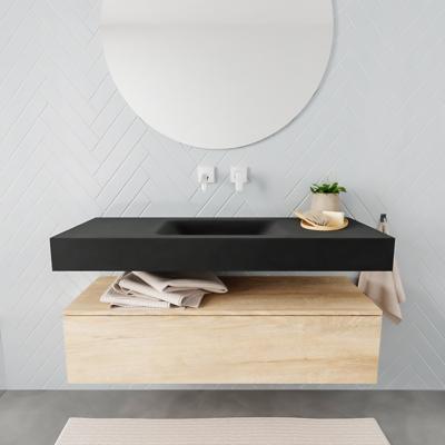 Aqua Splash Badkamermeubel AQS Ibiza 120 cm Washed Oak Solid Surface Wastafel Mat Zwart - Badmeubel Ibiza 120 cm Washed Oak Spoelbak Midden Mat Zwart Aqua Splash Badkamermeubel AQS Ibiza 120 cm Washed Oak Solid Surface Wastafel Mat Zwart - Badmeubel Ibiza 120 cm Washed Oak Spoelbak Midden Mat Zwart