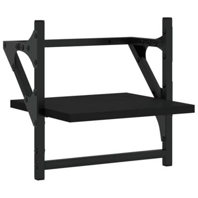 Wandschappen met stangen 2 st 30x25x30 cm zwart - thumbnail