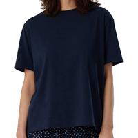 Dames pyjamashirt korte mouw - Mix & Relax - Los wijd katoenen pyjama shirt donkerblauw - thumbnail