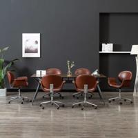 Eetkamerstoelen draaibaar 6 st kunstleer bruin - thumbnail