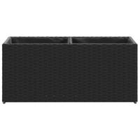 VidaXL Plantenbakken met 2 potten 2 st 72x30x32 cm poly rattan zwart - thumbnail