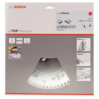 Bosch Professional Cirkelzaagblad voor Hout | Best for Wood | Ø 250mm Asgat 30mm 60T - 2608642112