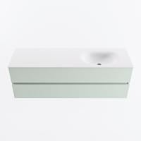 MONDIAZ VICA 150cm badmeubel onderkast Greey 2 lades. Wastafel MOON rechts zonder kraangat, kleur Talc. - thumbnail