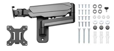 Siig PREMIUM ALUMINUM GAS SPRING WALL MOUNT - SINGLE MONITOR flatscreen muurbeugel