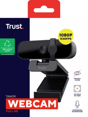 Trust Tanor webcam 1920 x 1080 Pixels USB Zwart Trust Tanor webcam 1920 x 1080 Pixels USB Zwart