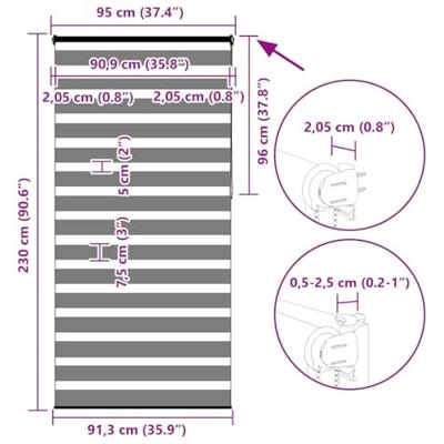 VidaXL Zebra rolgordijn 95x230 cm stofbreedte 90,9 cm zwart VidaXL Zebra rolgordijn 95x230 cm stofbreedte 90,9 cm zwart