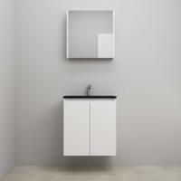 On-Line Badkamermeubelset - 60 cm - Voorgemonteerd - Greeploze Ladestructuur - Acryl Wastafel - 1 Kraangat - Spiegelkast - Mat Wit - thumbnail