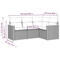 4-delige Loungeset met kussens poly rattan zwart - thumbnail