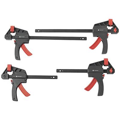 TOOLCRAFT TO-7870761 Eenhand-spanklem, set van 4 (15 cm en 30 cm) Spanbreedte (max.):300 mm Afmeting, lengte: 300 mm, 450 mm Afm. werkbereik:59 mm