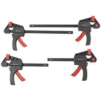 TOOLCRAFT TO-7870761 Eenhand-spanklem, set van 4 (15 cm en 30 cm) Spanbreedte (max.):300 mm Afmeting, lengte: 300 mm, 450 mm Afm. werkbereik:59 mm - thumbnail