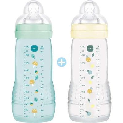 Set van 2 flessen - MAM BABY - Easy Active - +6 maanden - 330 ml - X-flow speen - Ice + Pearl