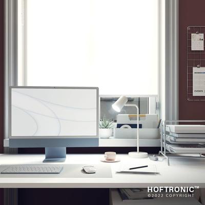 Riga - LED Tafellamp - 4 Watt 345 Lumen - 6500K Daglicht wit- Kantelbaar en Draaibaar - Ingebouwde snoerdimmer - Bureaulamp - GU10 - IP20 voor binnen - Wit