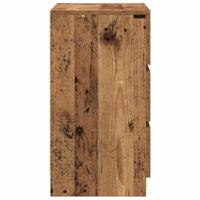 Nachtkastjes met 3 lades 2 st 39x35x65 cm oud hout - thumbnail