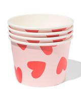 HEMA Bakjes 450ml papier hartjes - 4 stuks (rood) - thumbnail