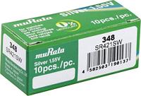 Murata Knoopcel 348 1.55 V 10 stuk(s) 12.5 mAh Zilveroxide SR421SW-PBWW - thumbnail
