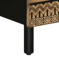 Nachtkastje 50x33x62 cm massief ruw mangohout zwart - thumbnail