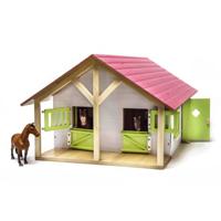 Kids Globe Paardenstal roze met 2 boxen en berging, 1:24 - thumbnail