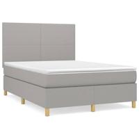Boxspring met matras stof lichtgrijs 140x190 cm - thumbnail