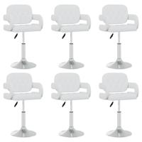 Eetkamerstoelen draaibaar 6 st kunstleer wit - thumbnail