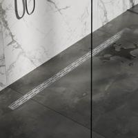 Douchegoot met standaard rooster en flens 7 x 160 RVS geborsteld - thumbnail