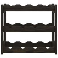 Wijnrek voor 12 flessen massief grenenhout zwart - thumbnail