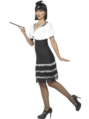 Jaren 20 Flapper Jurk Zwart - thumbnail
