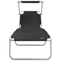 Ligstoel 2-persoon 2 pcs Zwart 58 x 188 x 77cm Stof - thumbnail