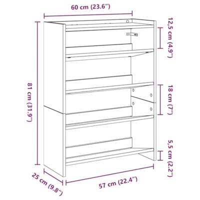 VidaXL Schoenenrek 60x25x81 cm bewerkt hout bruin eikenkleur