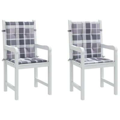 Tuinstoelkussens 2 st 100x50x3 cm oxford stof ruitpatroon grijs - thumbnail