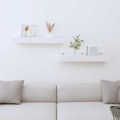 Wandschappen 2 st 50x12x9 cm massief grenenhout wit